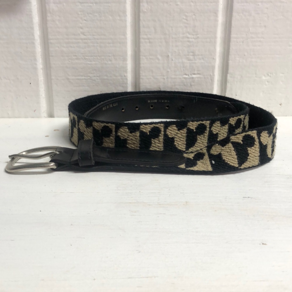 Disney Hidden Mickey Mouse Belt Woven Leather Vintage USA